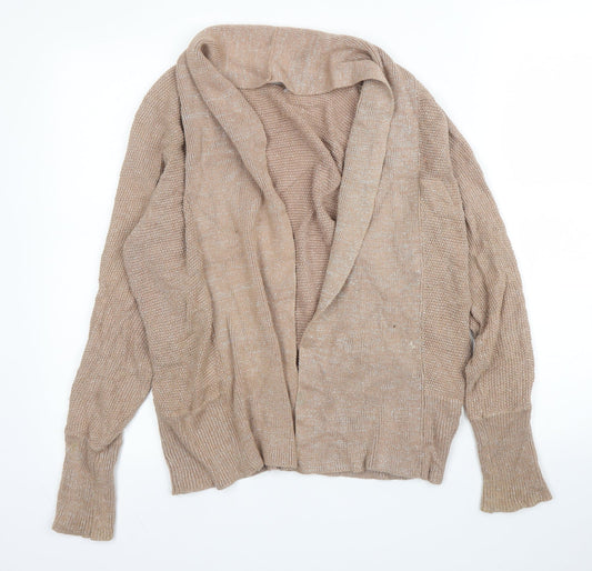M&S Womens Beige V-Neck  Cotton Cardigan Jumper Size 10