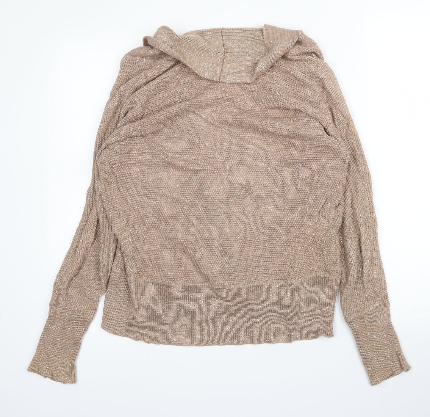 M&S Womens Beige V-Neck  Cotton Cardigan Jumper Size 10