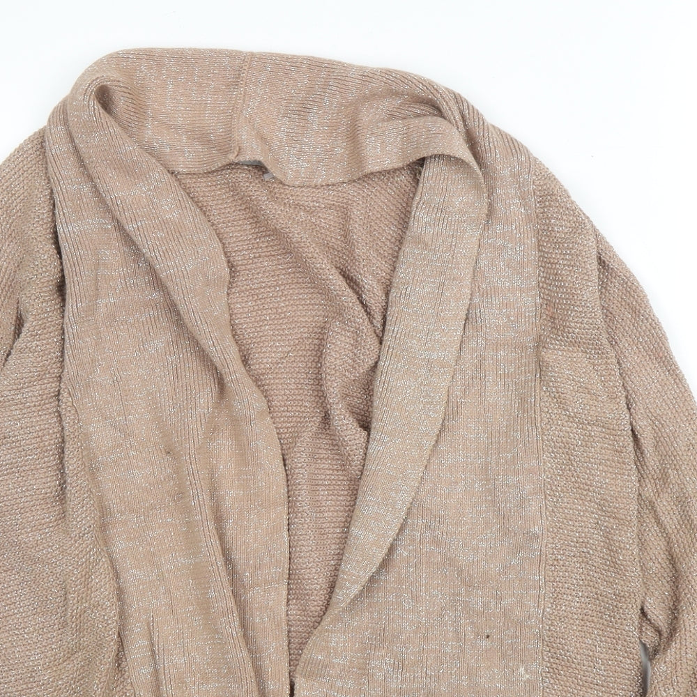 M&S Womens Beige V-Neck  Cotton Cardigan Jumper Size 10