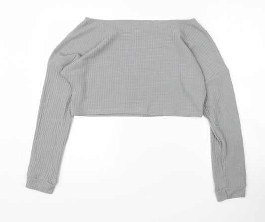 Preworn Womens Grey Boat Neck  Polyester Pullover Jumper Size L
