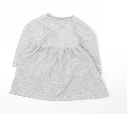George Girls Grey  Cotton Jumper Dress  Size 18 Months  Round Neck