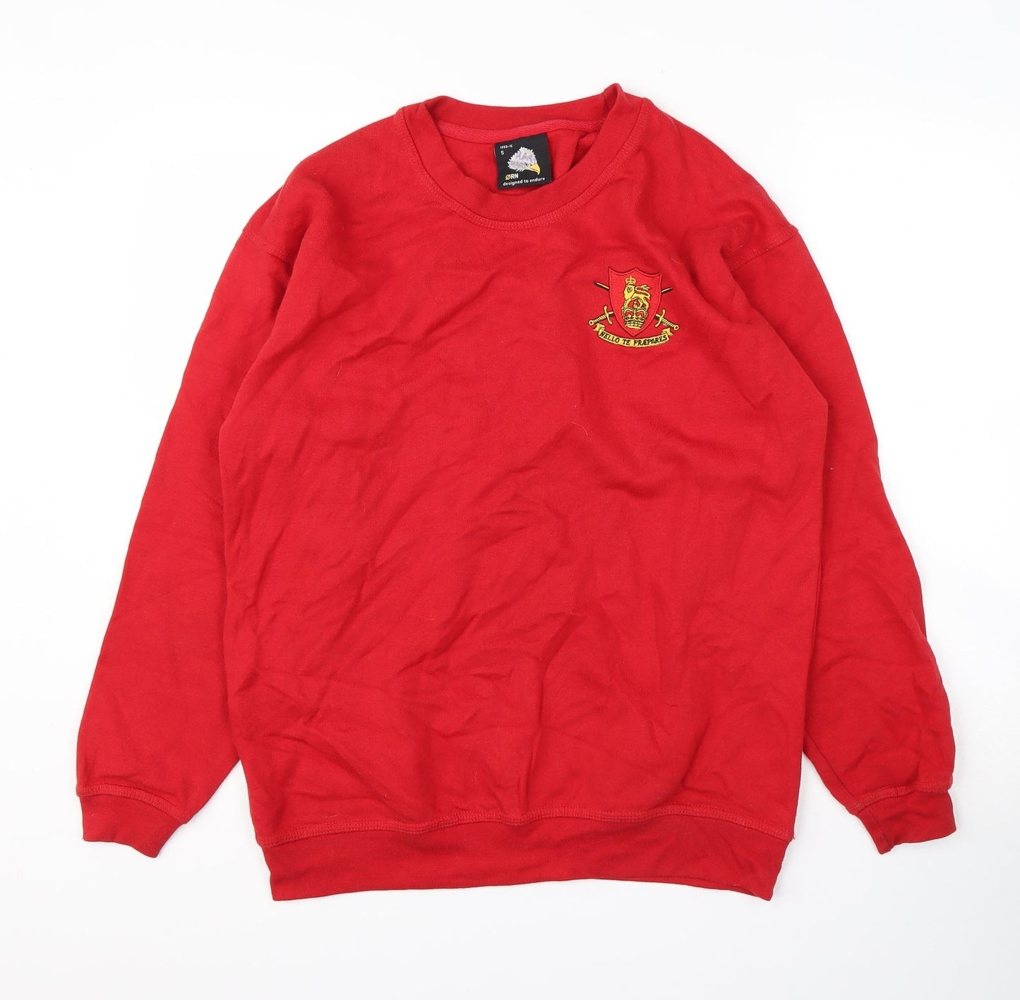 Orn Mens Red Round Neck  Cotton Pullover Jumper Size S