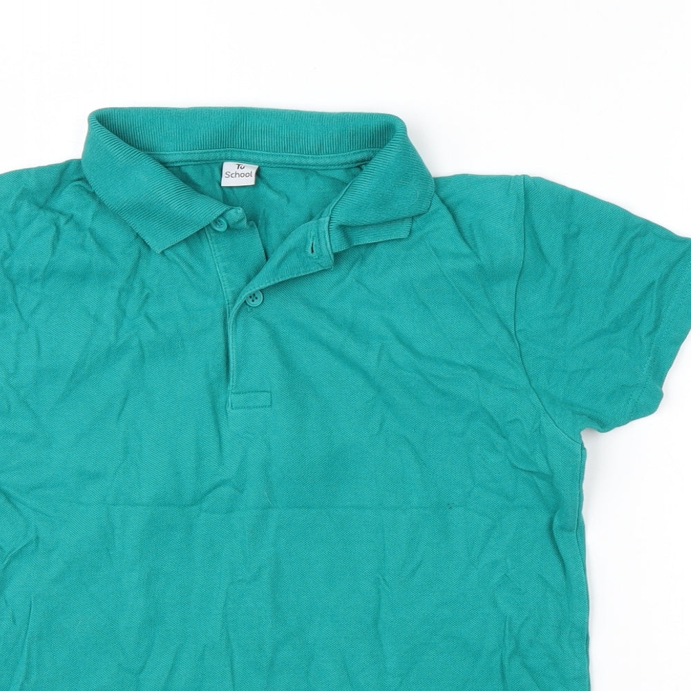 TU Girls Green  Cotton Basic Polo Size 11 Years Collared Button - School