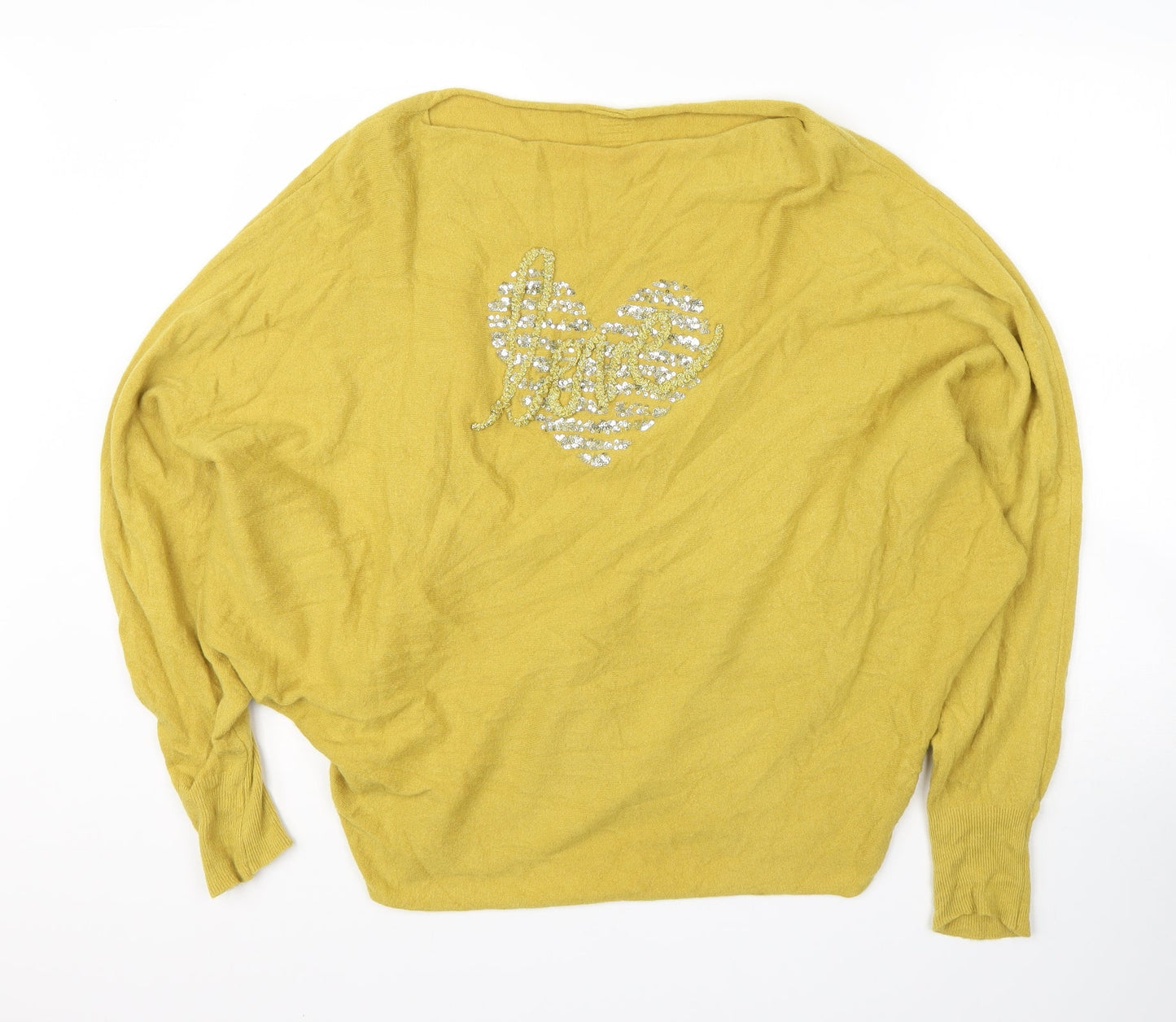 Preworn Womens Yellow Round Neck  Viscose Pullover Jumper Size M