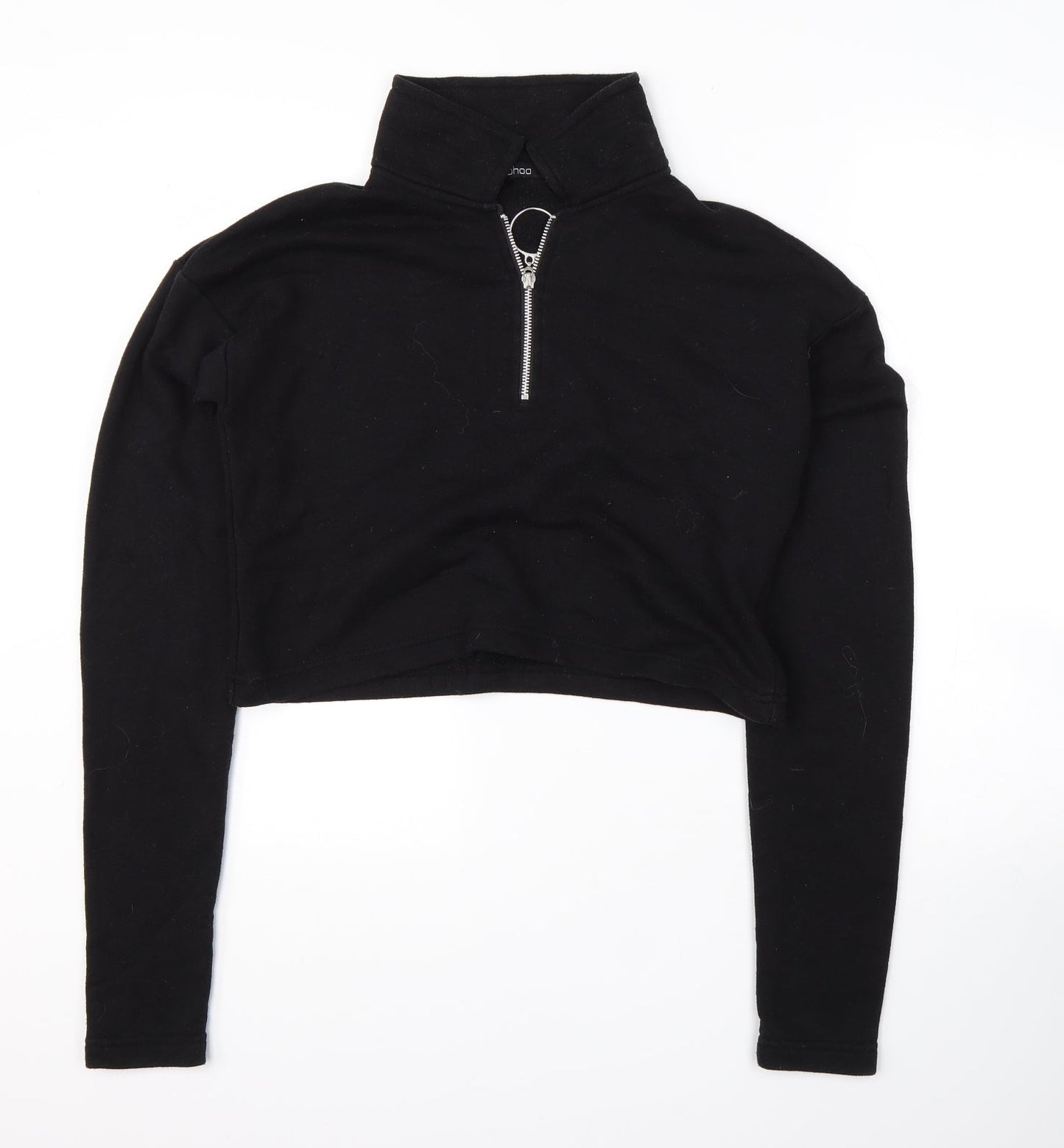 Boohoo Womens Black High Neck  Cotton Pullover Jumper Size 8