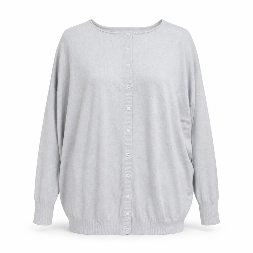 Preworn Womens Grey Boat Neck  Viscose Cardigan Jumper One Size