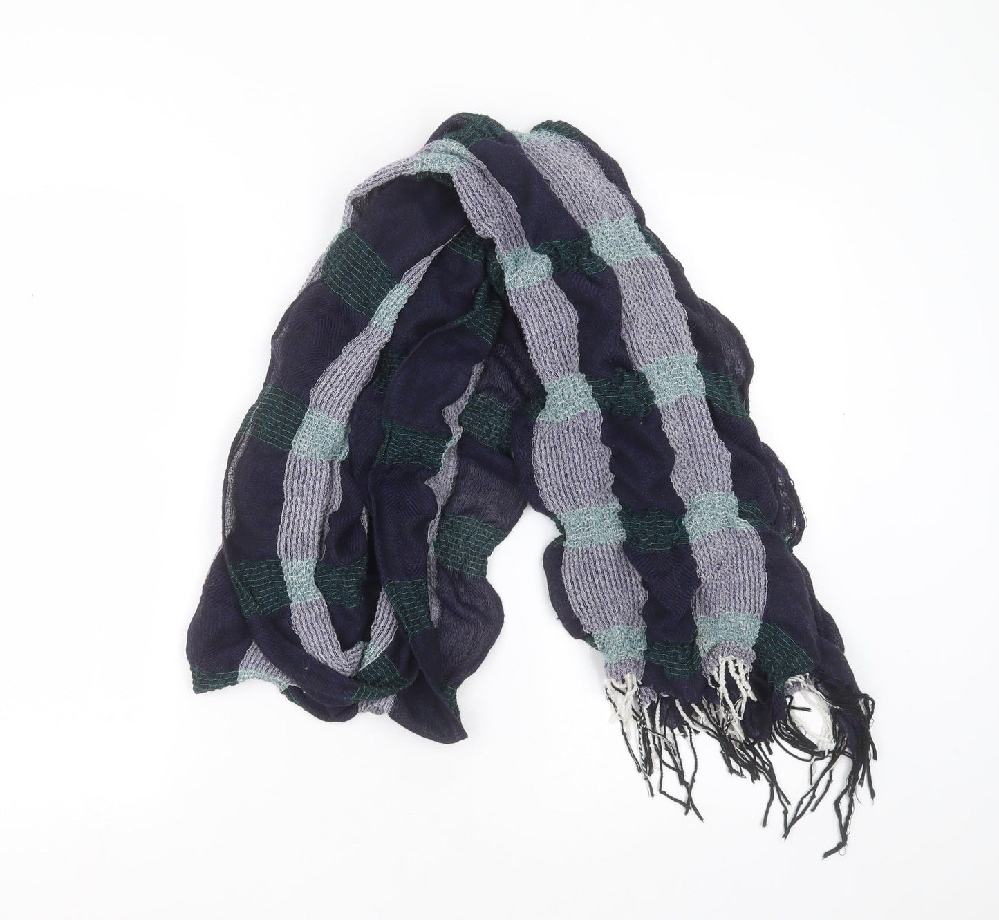 Preworn Womens Blue Check Polyester  Scarf