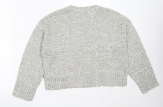 New Look Womens Grey Round Neck  Acrylic Pullover Jumper Size M