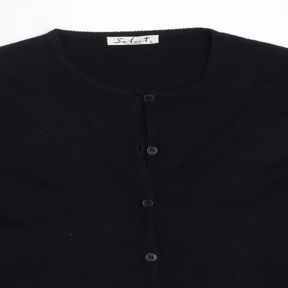 Select Womens Black Round Neck  Acrylic Cardigan Jumper Size L