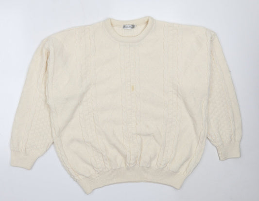 Nene Valley Womens Ivory Round Neck  Acrylic Pullover Jumper Size XL