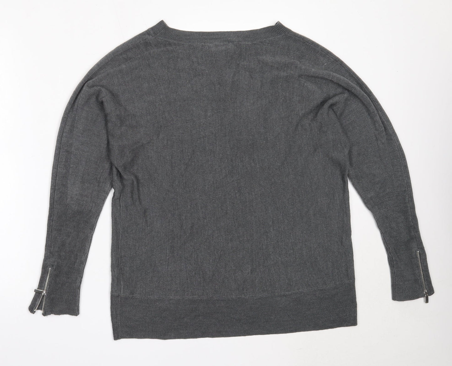 Dorothy Perkins Womens Grey Round Neck  Acrylic Pullover Jumper Size 14