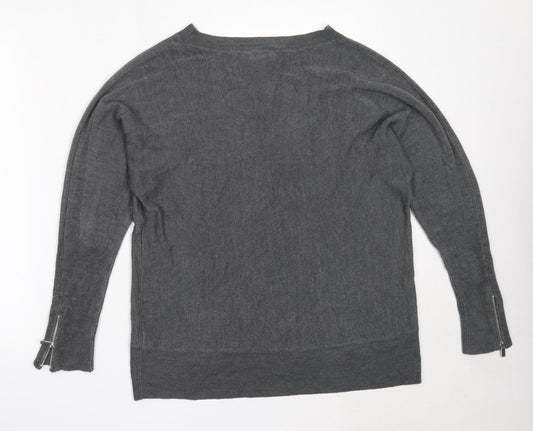 Dorothy Perkins Womens Grey Round Neck  Acrylic Pullover Jumper Size 14