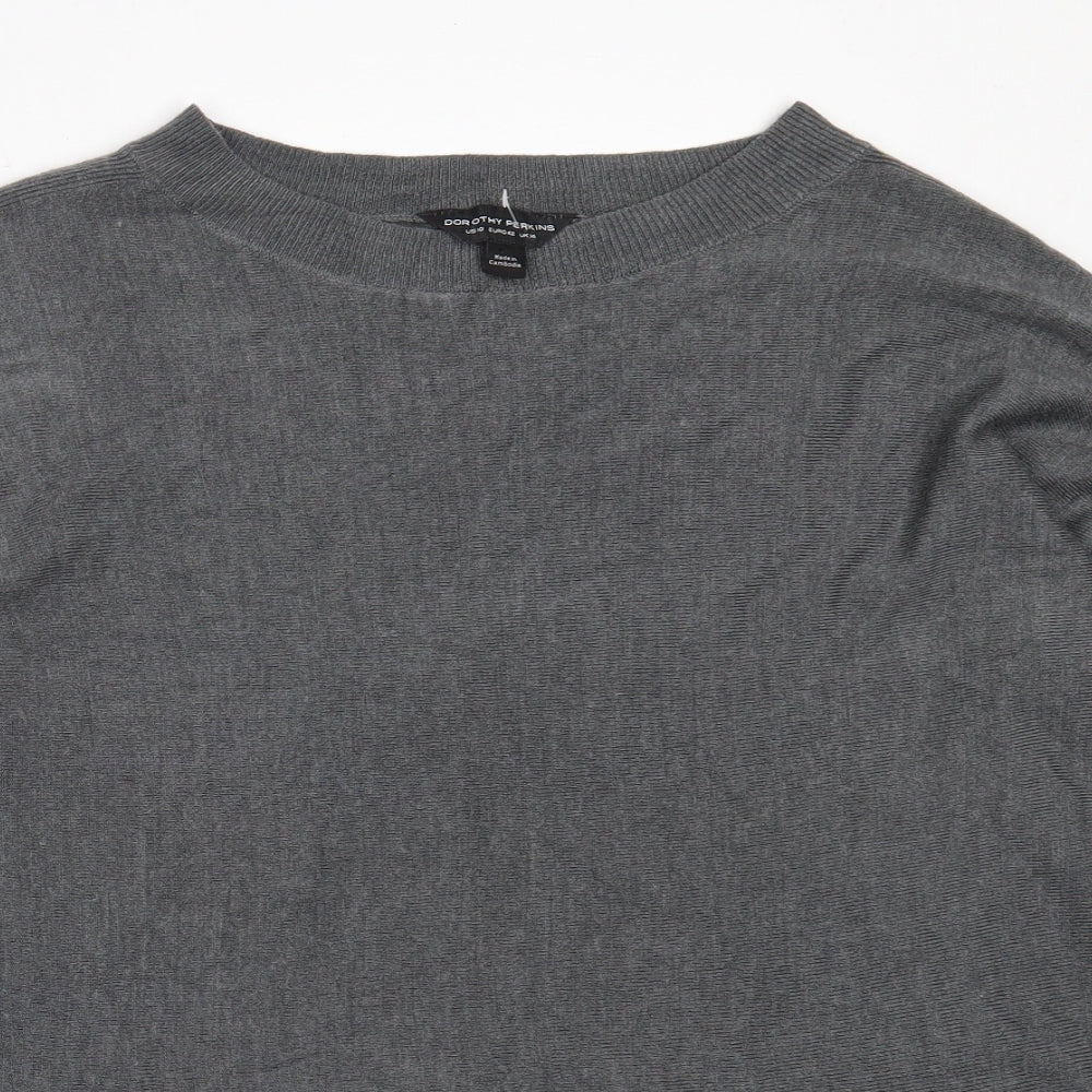 Dorothy Perkins Womens Grey Round Neck  Acrylic Pullover Jumper Size 14