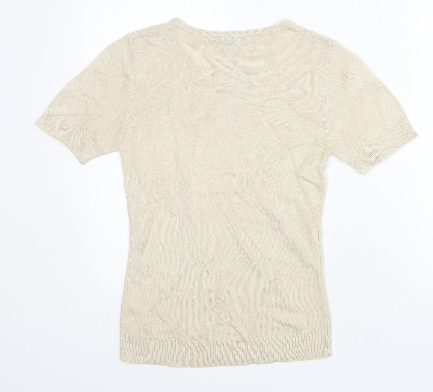 Janique Womens Grey  Acrylic Basic T-Shirt Size 12 Round Neck
