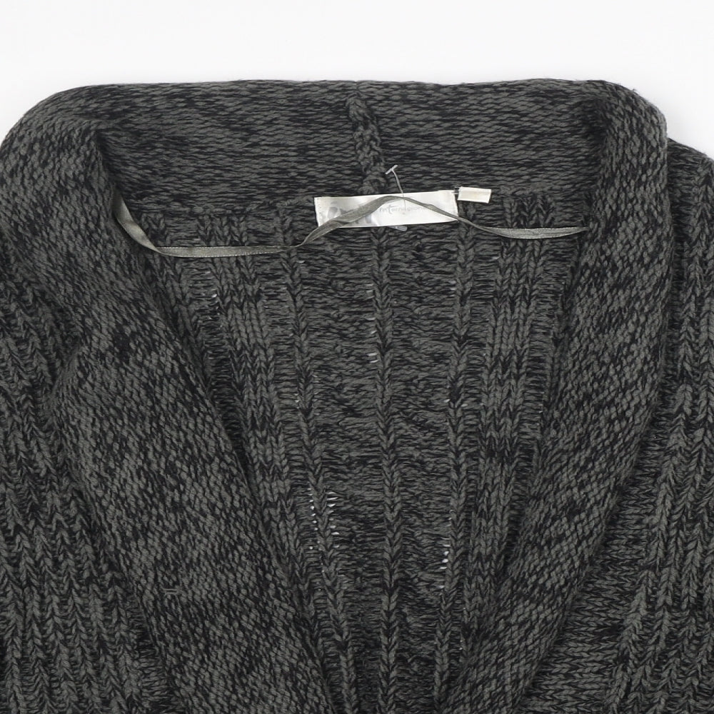 Internacionale Womens Grey V-Neck  Acrylic Cardigan Jumper Size L