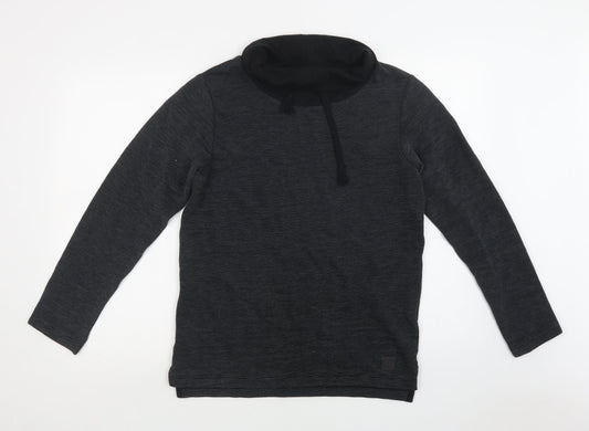 Barrels & Oil Womens Grey Striped Cotton Pullover Sweatshirt Size M