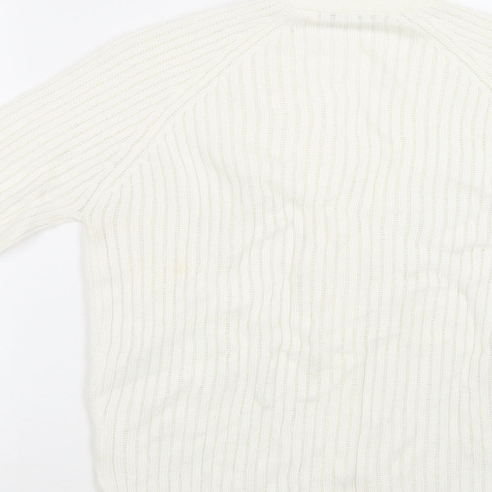 Morley Womens Ivory V-Neck  Acrylic Cardigan Jumper Size 10