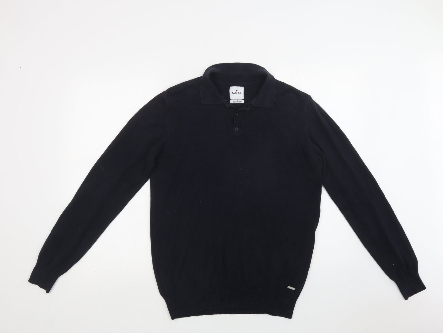 Soviet Mens Blue Collared  Cotton Pullover Jumper Size M
