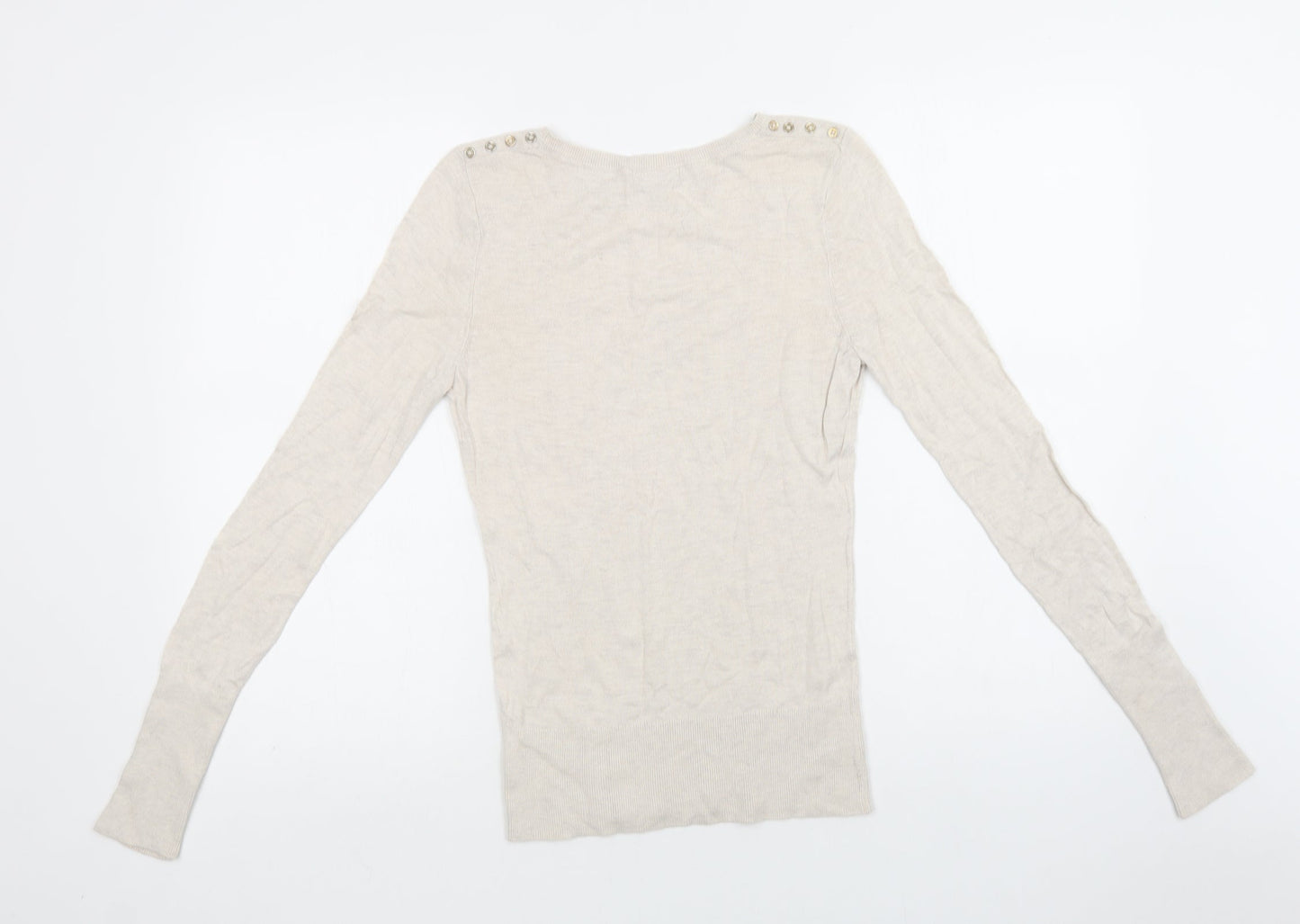 H&M Womens Beige Crew Neck   Pullover Jumper Size S