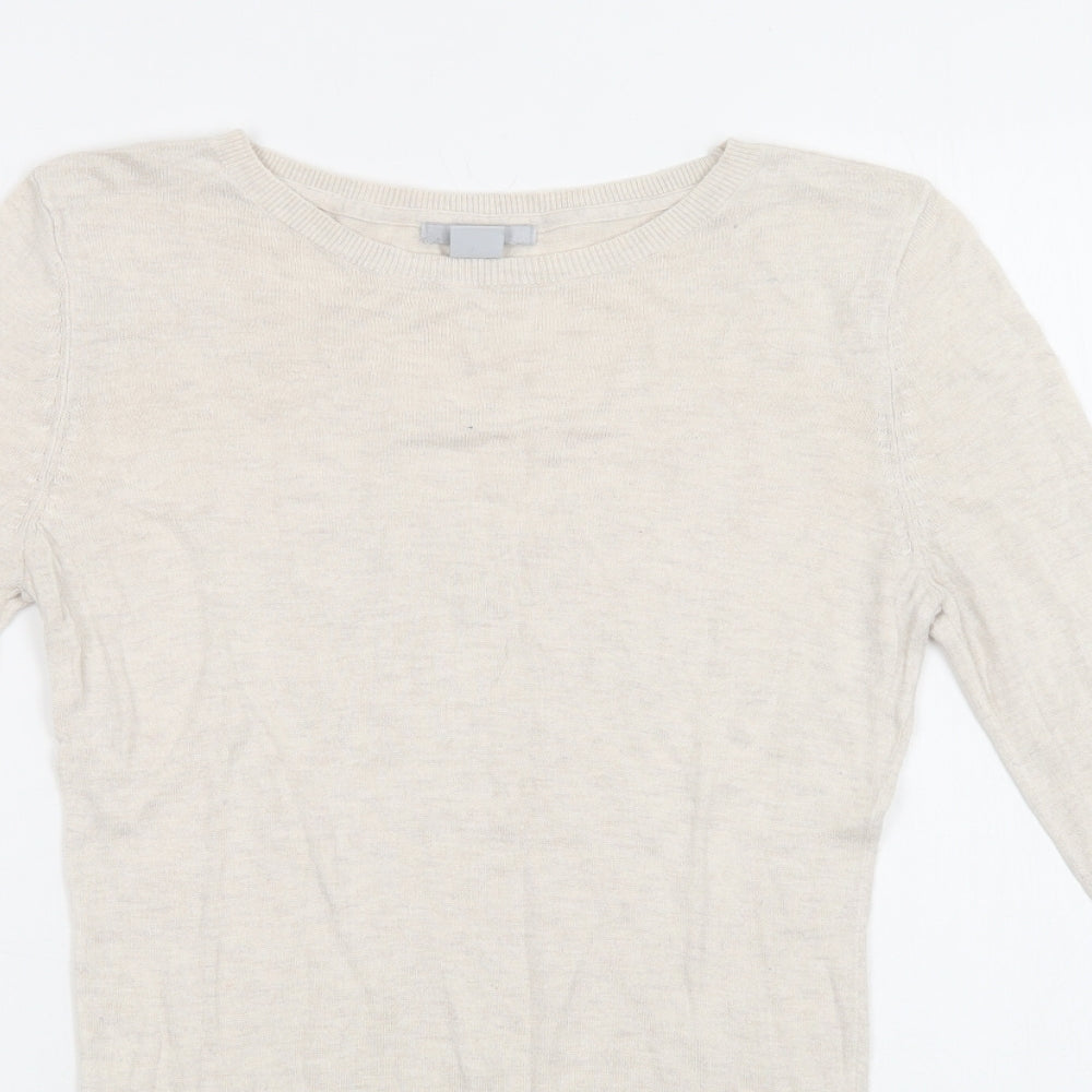 H&M Womens Beige Crew Neck   Pullover Jumper Size S