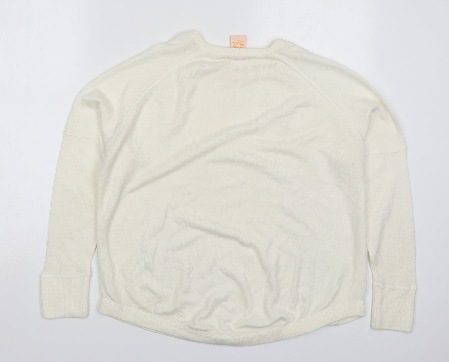 Sweet Romeo Womens Ivory Round Neck  Acrylic Pullover Jumper Size M