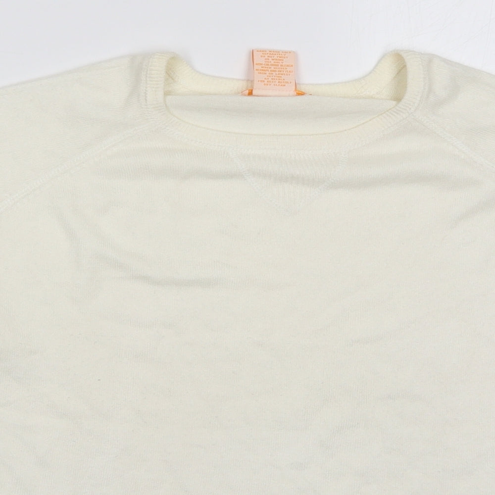 Sweet Romeo Womens Ivory Round Neck  Acrylic Pullover Jumper Size M