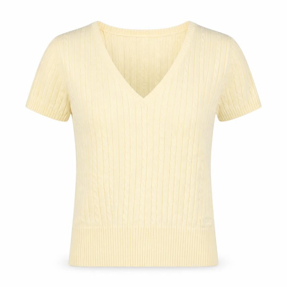 IZOD Womens Beige V-Neck  Cotton Pullover Jumper Size M