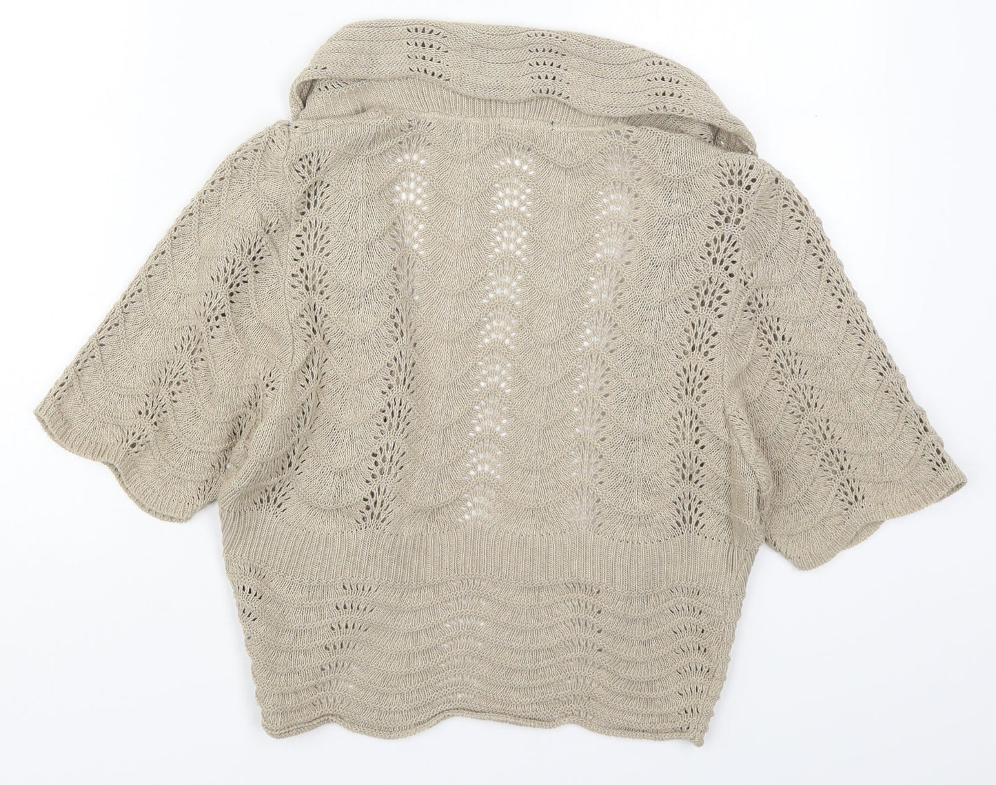 M&Co Womens Beige V-Neck  Cotton Cardigan Jumper Size M