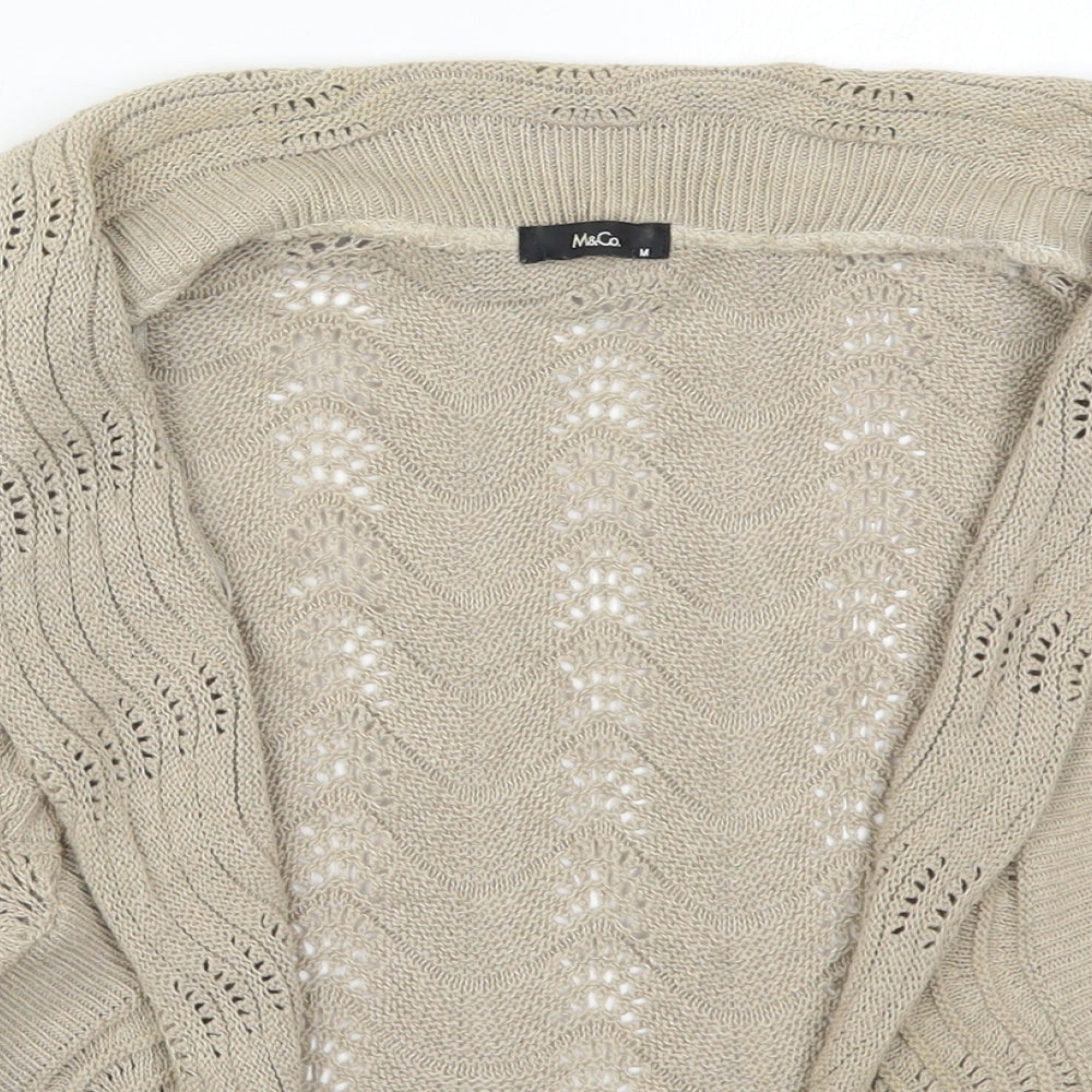 M&Co Womens Beige V-Neck  Cotton Cardigan Jumper Size M