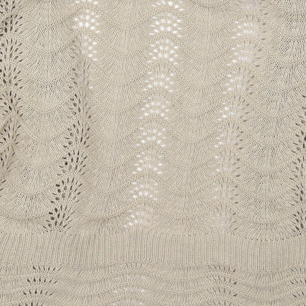 M&Co Womens Beige V-Neck  Cotton Cardigan Jumper Size M