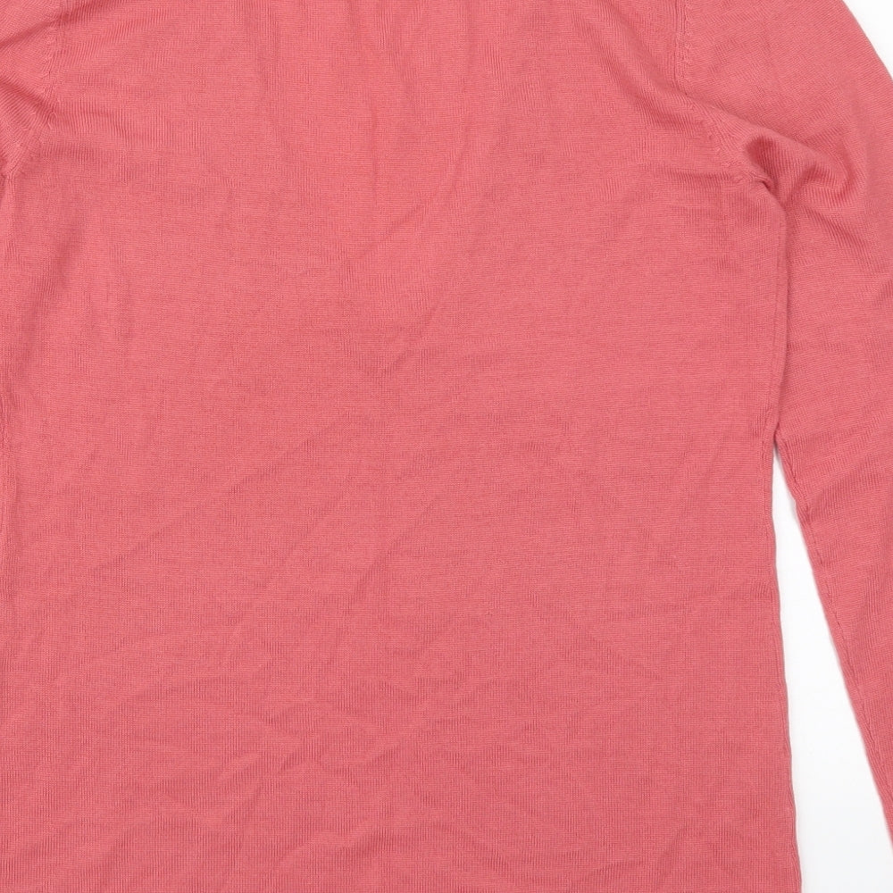 Lakeland Womens Pink V-Neck  Wool Pullover Jumper Size 10