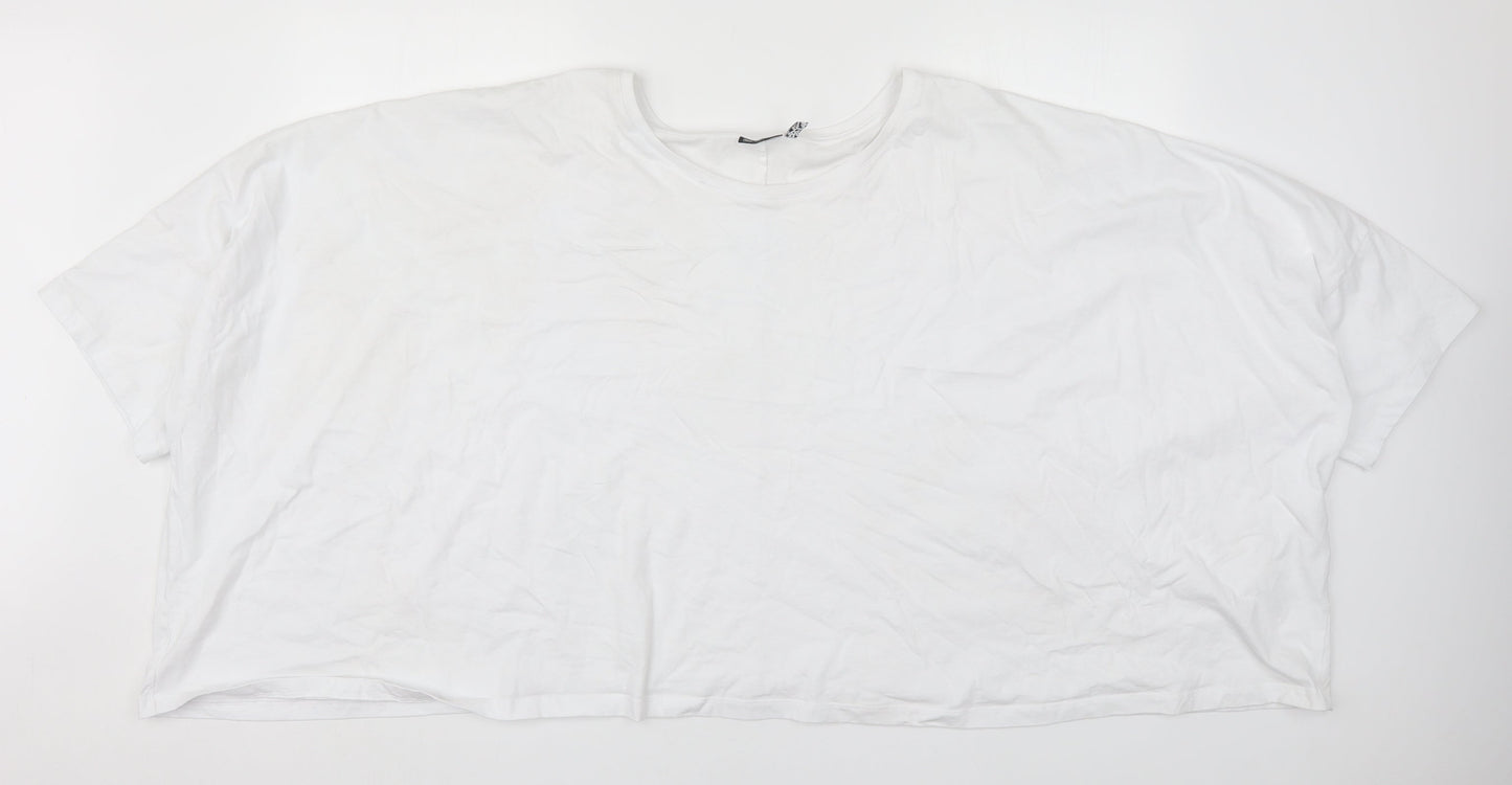 ASOS Womens White  Cotton Cropped T-Shirt Size 30 Round Neck