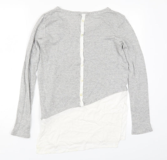Nex Womens Silver Round Neck  Viscose Pullover Jumper Size 8