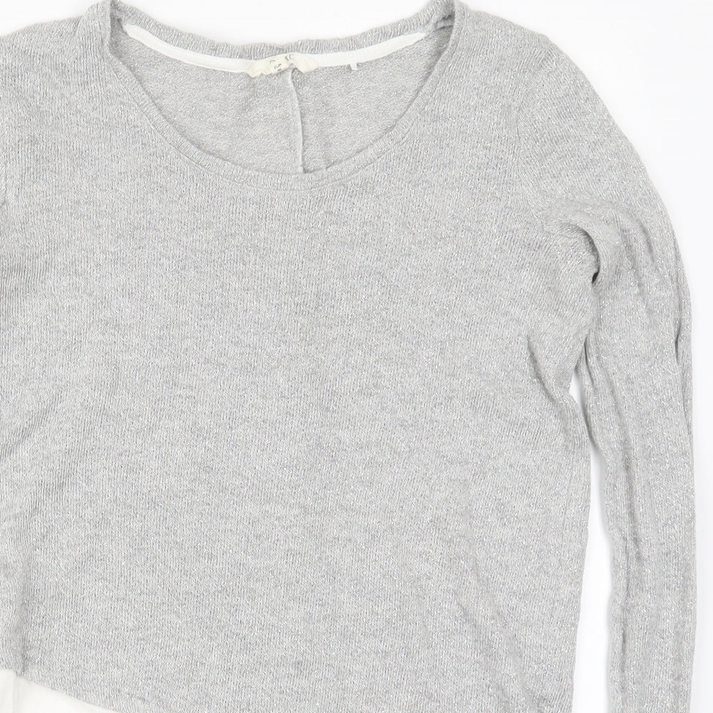 Nex Womens Silver Round Neck  Viscose Pullover Jumper Size 8