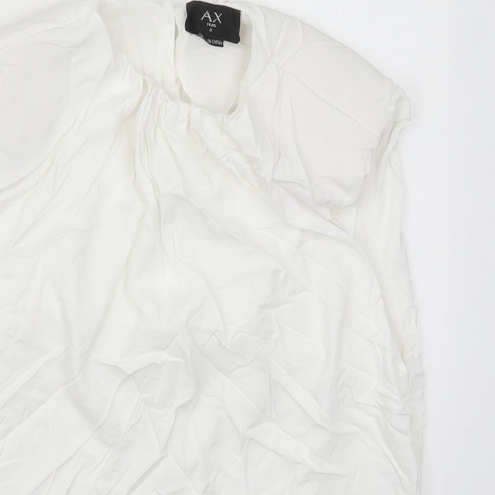 AX Paris Womens White  Polyester Basic Tank Size 8 Round Neck