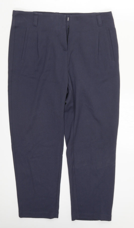 Preworn Womens Blue  Polyester Trousers  Size 10 L24 in Regular Hook & Eye