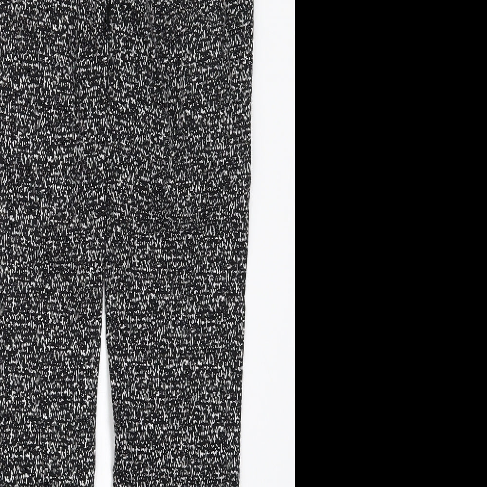 Elaine Rose Womens Black Geometric Nylon Trousers  Size 10 L27 in Regular Hook & Eye