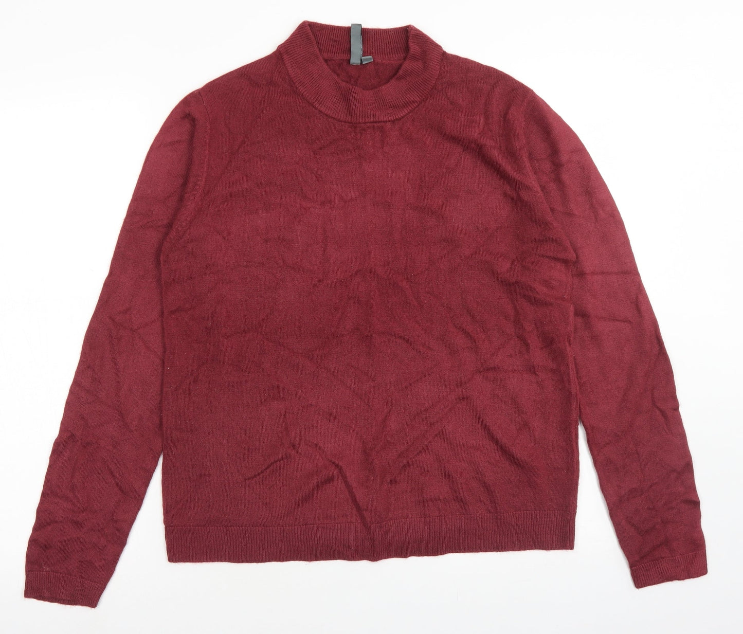 Originals Womens Red Mock Neck  Acrylic Pullover Jumper Size 12