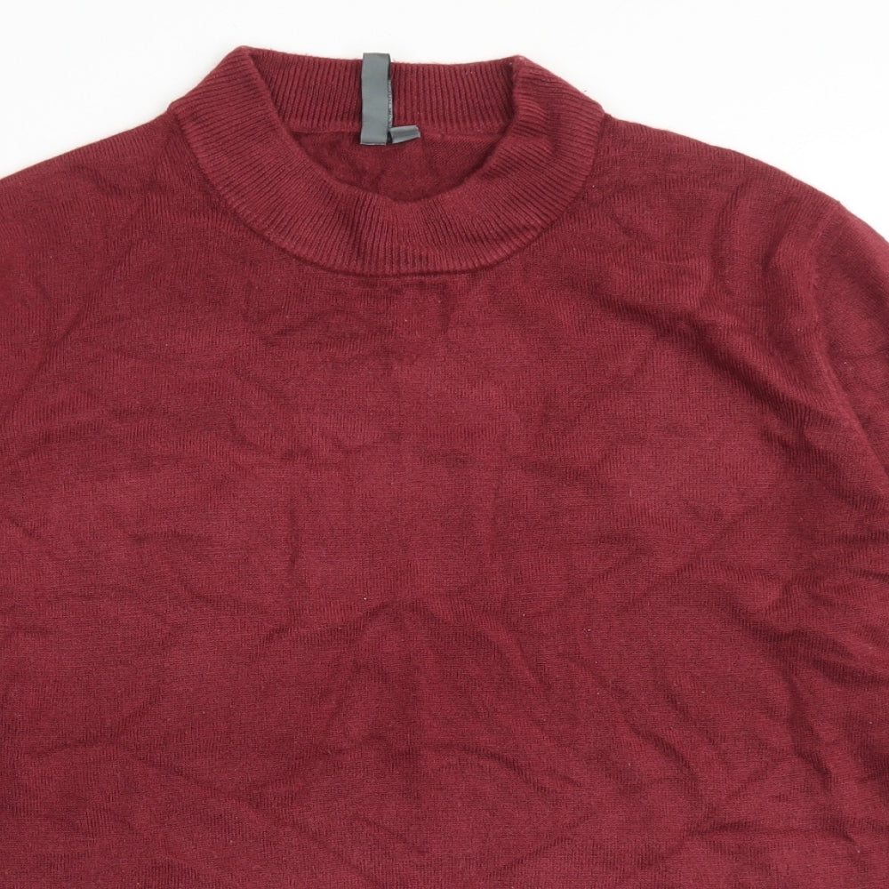 Originals Womens Red Mock Neck  Acrylic Pullover Jumper Size 12