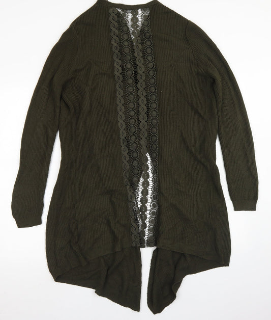 Miss Selfridge Womens Green Round Neck  Acrylic Cardigan Jumper Size S   - Lace back Detail