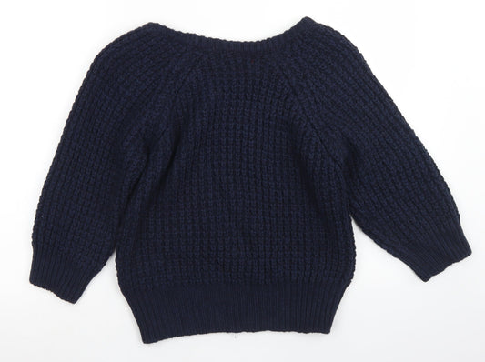 Limited Collection Womens Blue Round Neck  Acrylic Pullover Jumper Size S