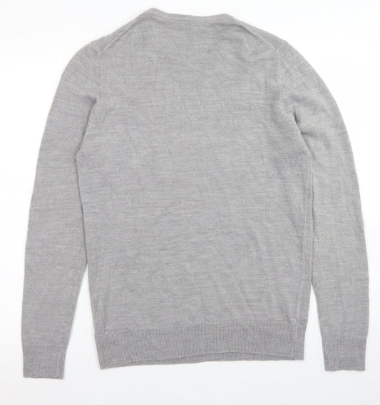Cedar Wood State Mens Grey Crew Neck  Acrylic Pullover Jumper Size S