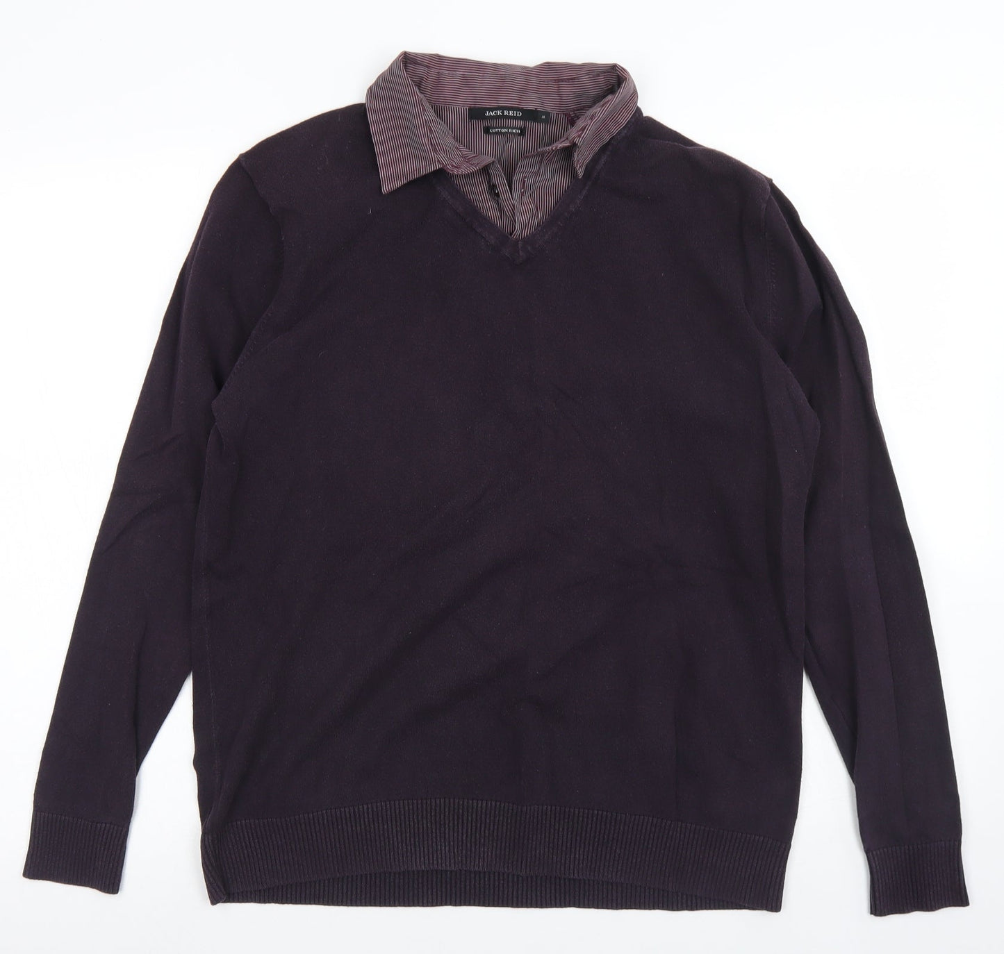 Jack Reid Womens Purple Collared  Cotton Pullover Jumper Size M