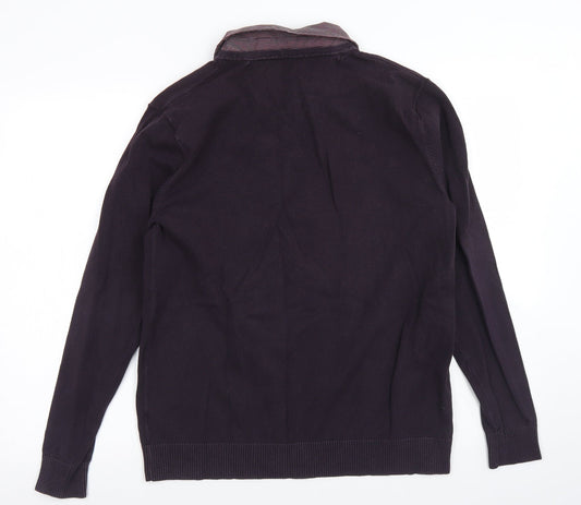 Jack Reid Womens Purple Collared  Cotton Pullover Jumper Size M