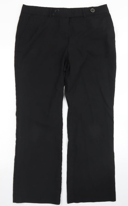 NEXT Womens Black  Polyester Dress Pants Trousers Size 14 L28 in Regular Hook & Eye