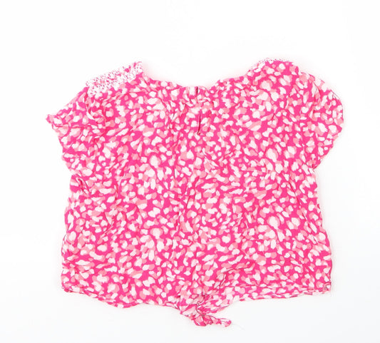 Minoti Girls Pink  Viscose Cropped Blouse Size 11 Years Round Neck