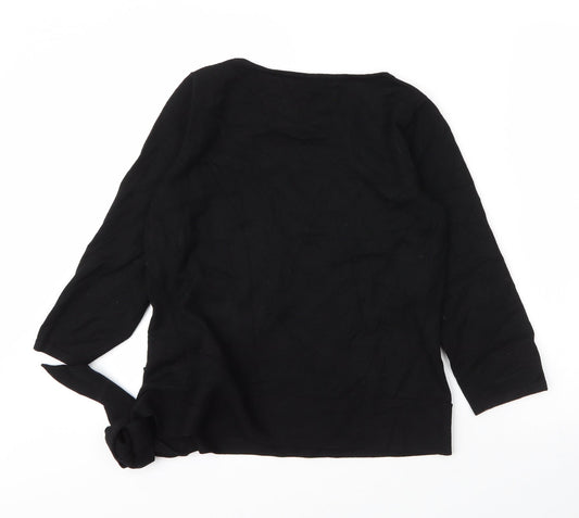 Platinum Womens Black Round Neck  Viscose Pullover Jumper Size M