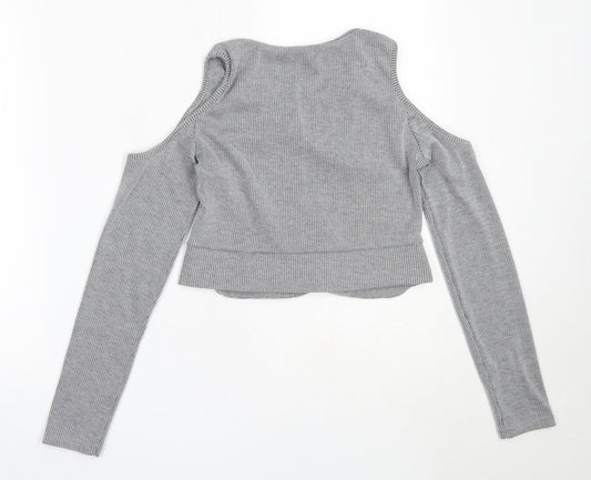 Miss Selfridge Womens Grey Round Neck  Polyester Pullover Jumper Size 14