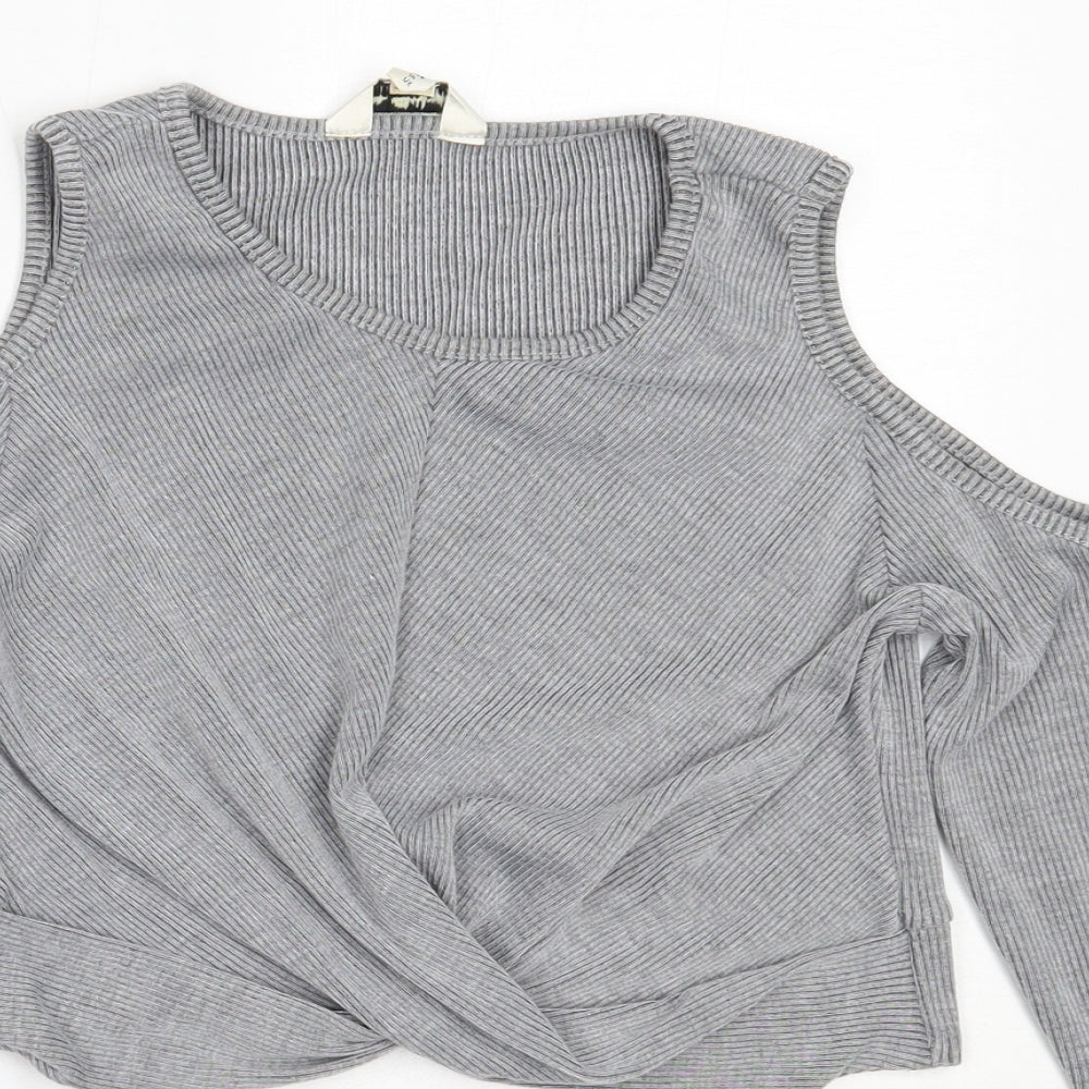 Miss Selfridge Womens Grey Round Neck  Polyester Pullover Jumper Size 14