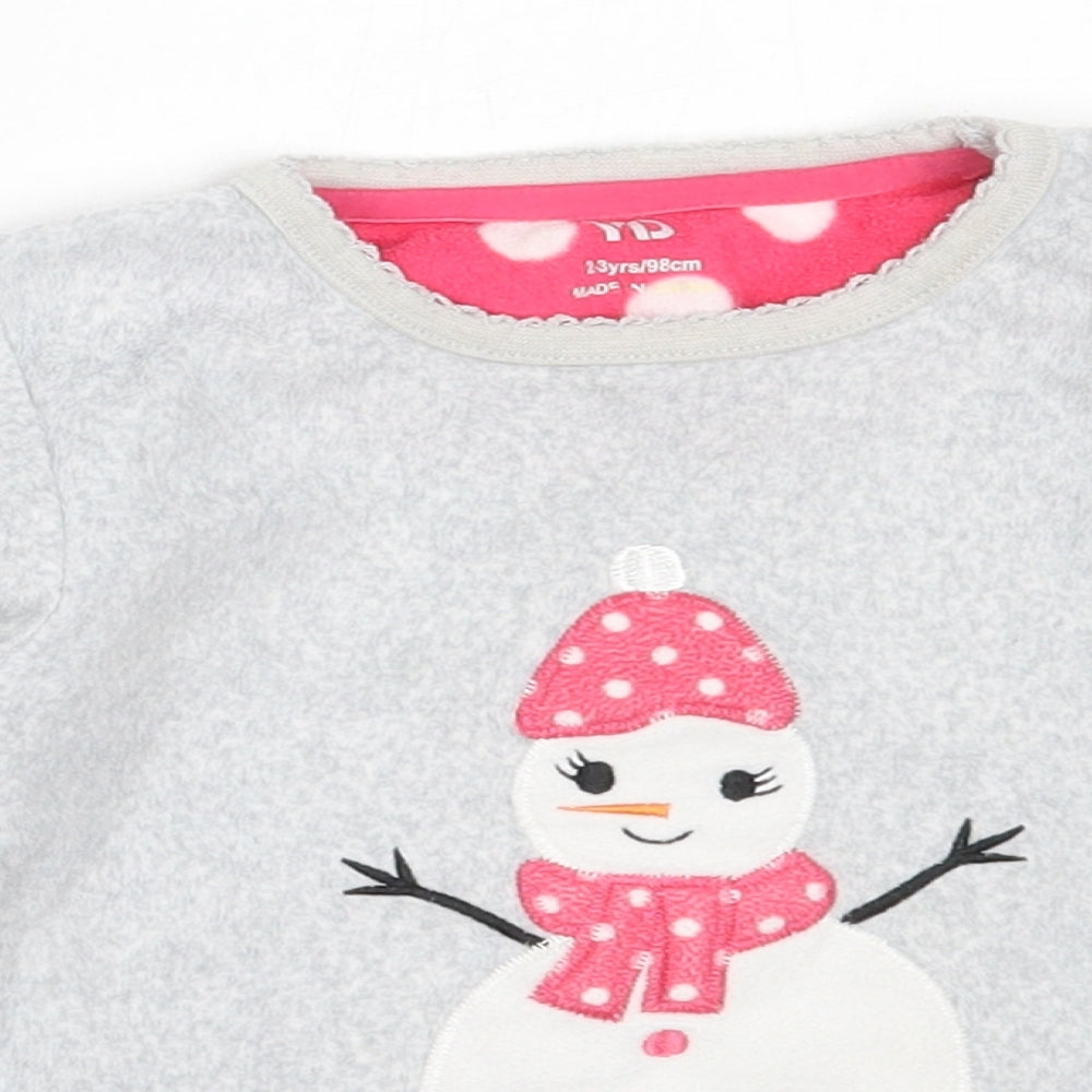 Young Dimension Girls Grey Solid Polyester Top Pyjama Top Size 2-3 Years